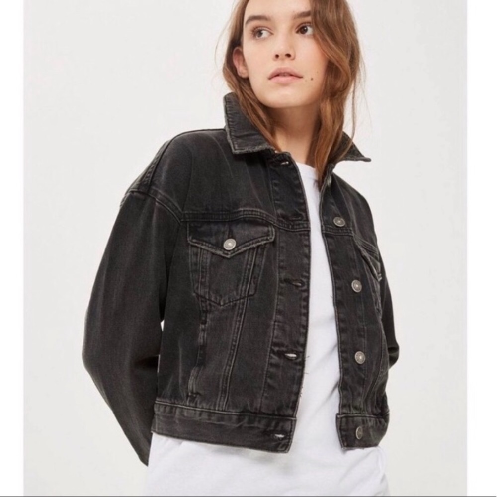 Topshop Washed Black Denim Jacket US 2